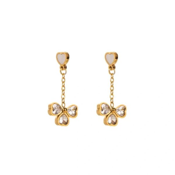 Golden 3 leaf clover zirconia