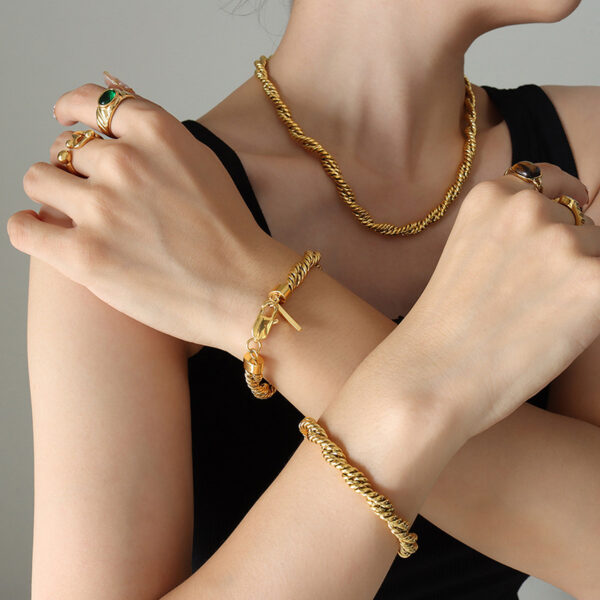 Simple Style Twist Plating Bracelets & Necklace