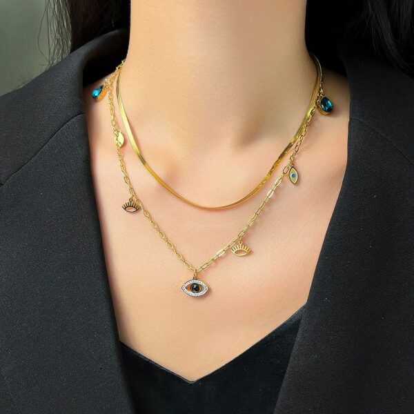 Necklace Gold Blue Diamond Eye Knife Chain