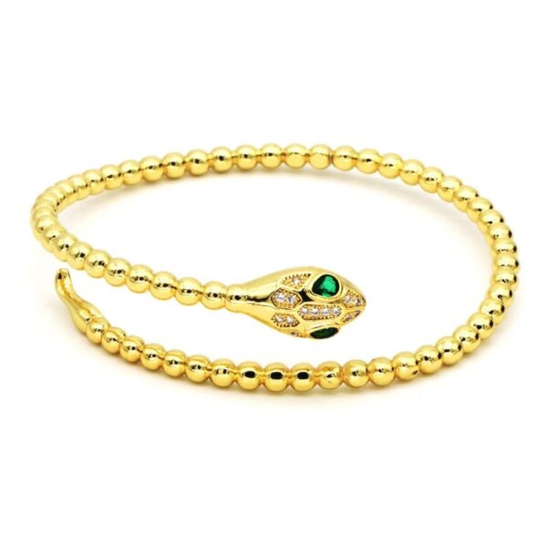 Colored Zircon Nail Exaggerated Animal Snake Head Open-End Bangle