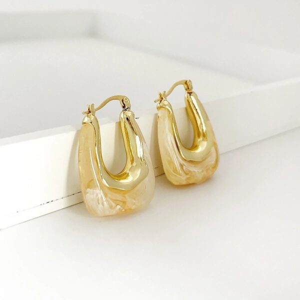 fashion geometric U-shaped color jelly alloy earrings ivory