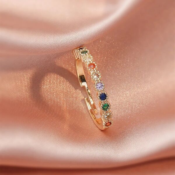 Retro Printing Rings Daily multicolor Zircon