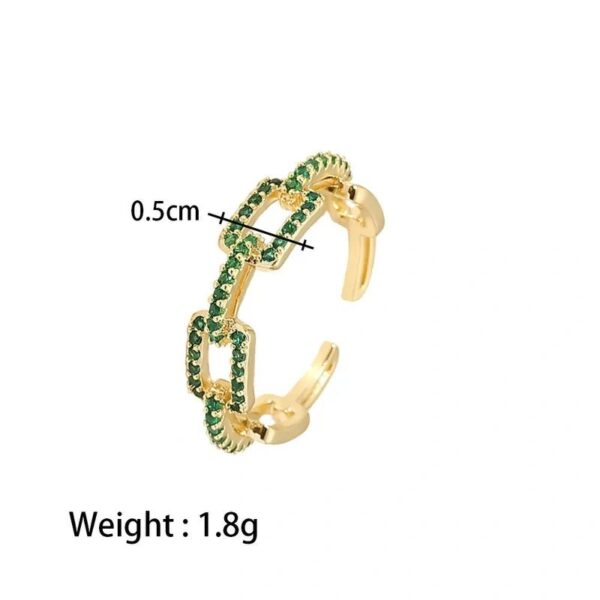 Vintage Style Rectangle Open Ring Plating green Zircon