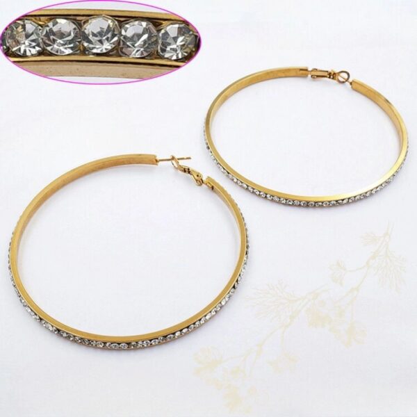 Rhinestone golden Hoop stainless steel