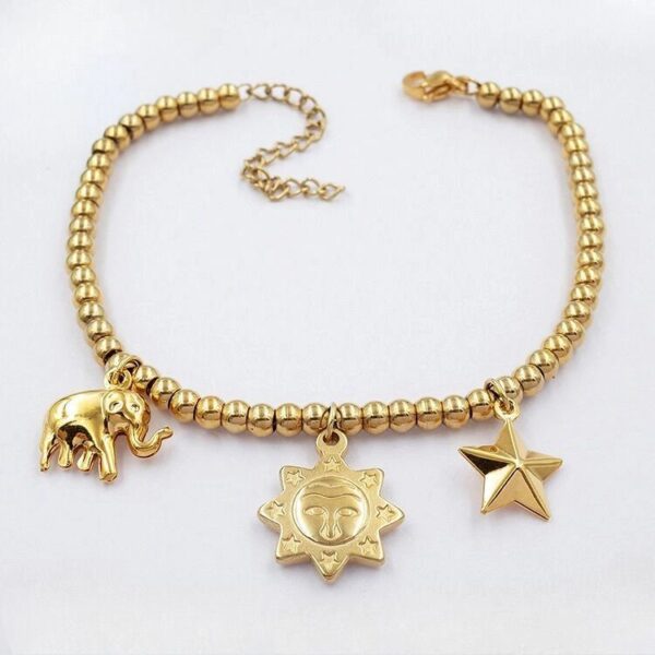 Golden elephant star sun bracelet