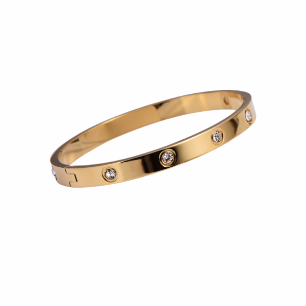 Golden bracelet zirconia point