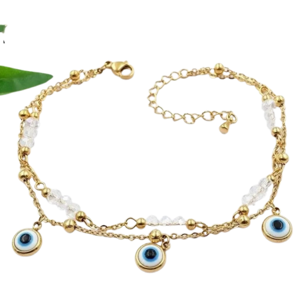 Golden evil eyes anklet