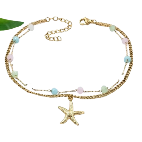 Gold starfish anklet