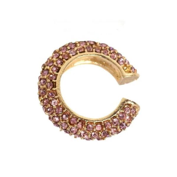 C-shaped inlaid diamond ear clips pink