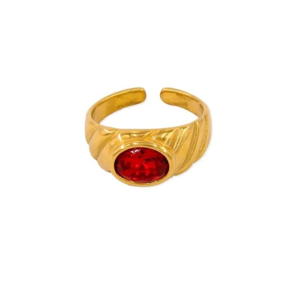 Fashion Oval red Zircon Open Ring