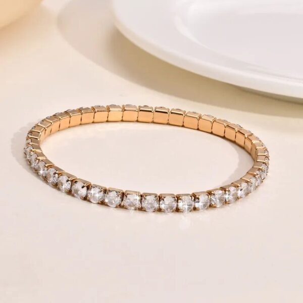 Simple Style Square rose gold Stainless Steel Inlay Zircon Bracelets