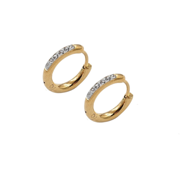 Golden hoops white zirconia