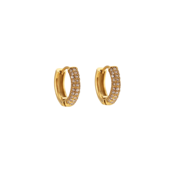 Rhinestone Zircon Round Ear Clip - Gold