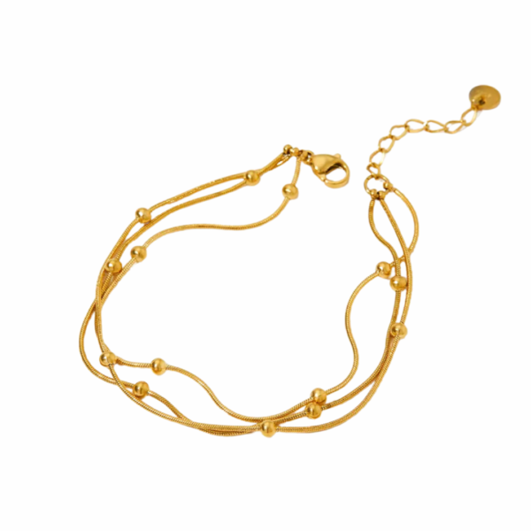 Gold Bracelet three bead ball